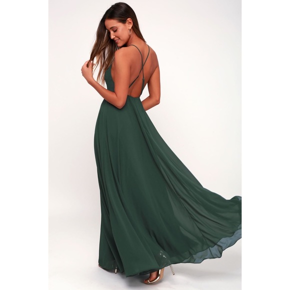 Lulus Dresses & Skirts - Lulus MYTHICAL KIND OF LOVE DARK GREEN MAXI DRESS